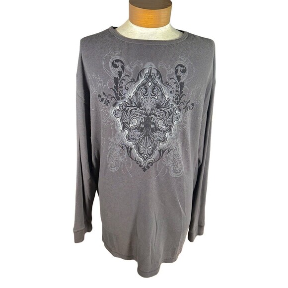 Y2K Affliction Style Long Sleeve Thermal Shirt - Picture 1 of 3